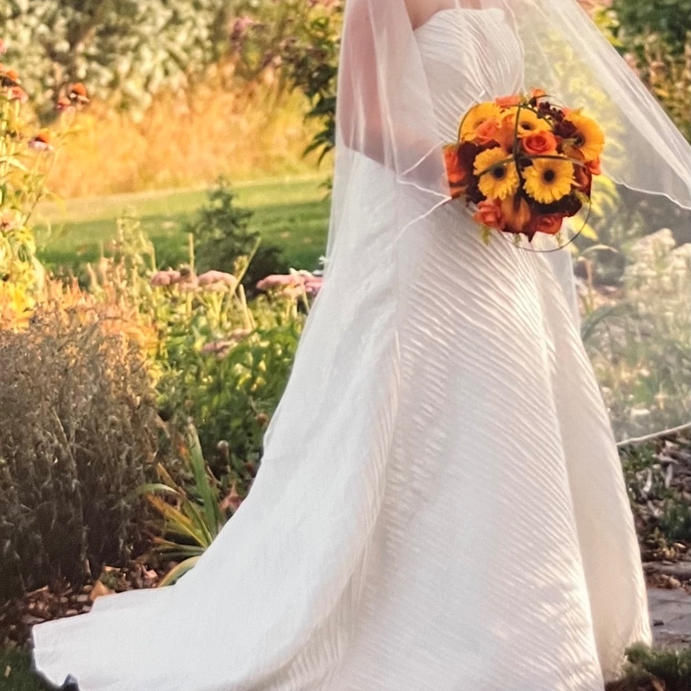 Silk strapless wedding dress (size 10)